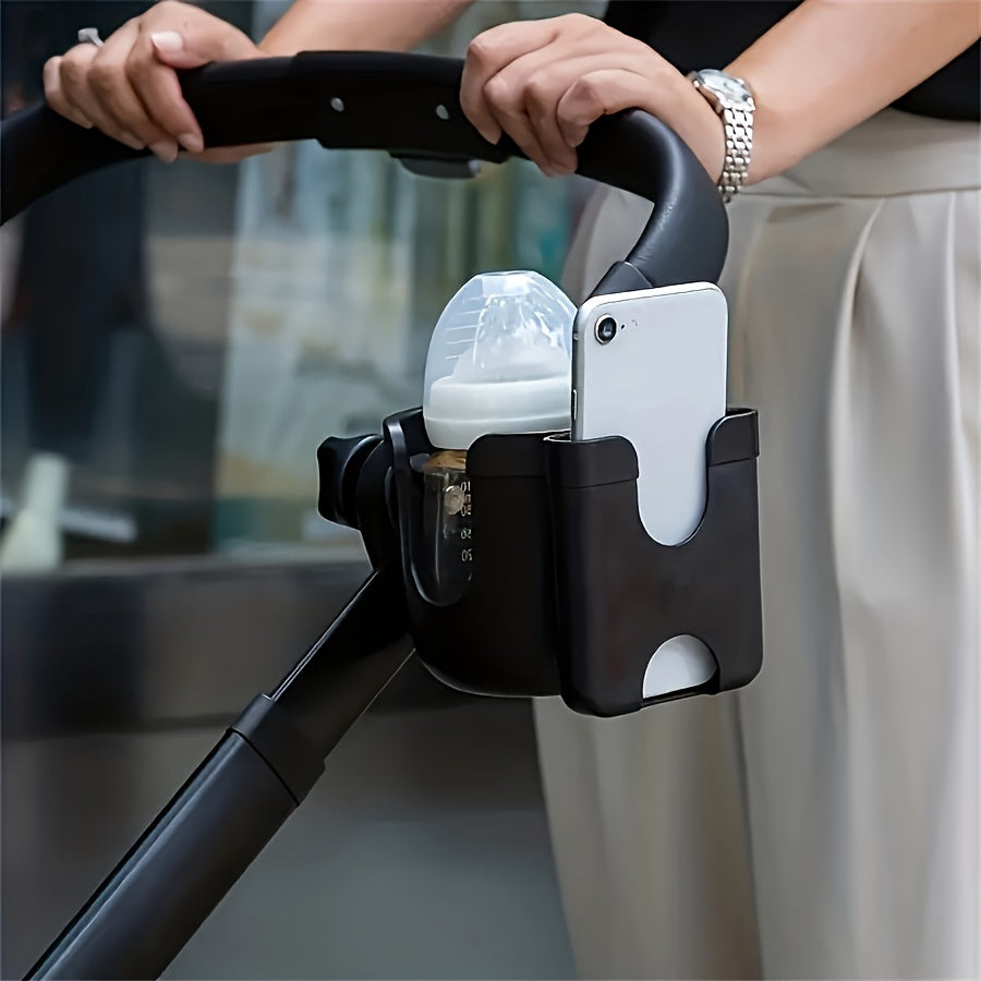 Stylish and practical stroller accessory - The 1pc Universal Stroller Cup Holder with Phone Stand features a unique heart-shaped design and is made of durable ABS material. Easy to install on any stroller, this multifunctional holder is suitable for ages