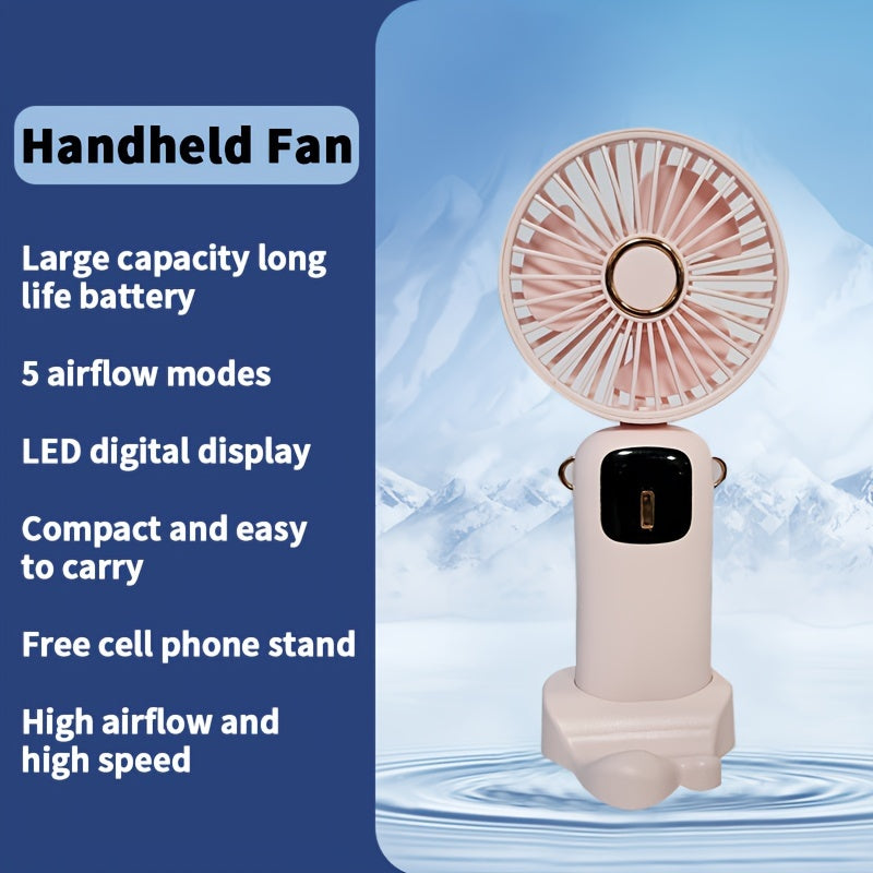 Mini Fan with LED Display - Rechargeable via USB, Silent Operation for Desk & Travel, Sturdy & Refreshing, Great for School, Camping, Fishing - Ideal for Birthday and Valentine's Day Presents