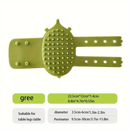 Rubber self-grooming cat scratcher mountable on walls or table legs with flexible bristles for pet massage and fur removal.