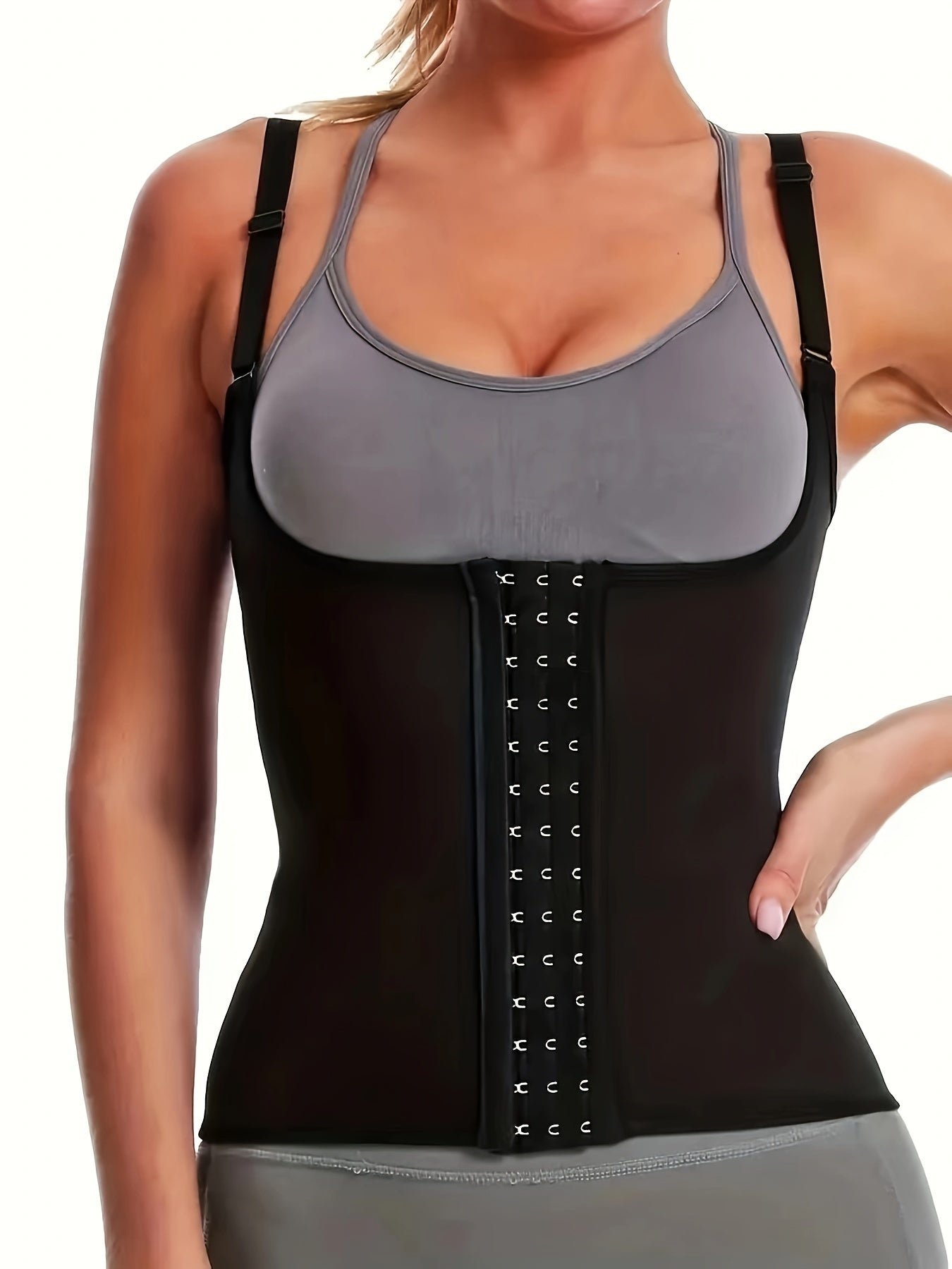 Women's Neoprene Corset Top with Adjustable Shoulder Straps, Medium Support and Body Shaping Waist Cincher