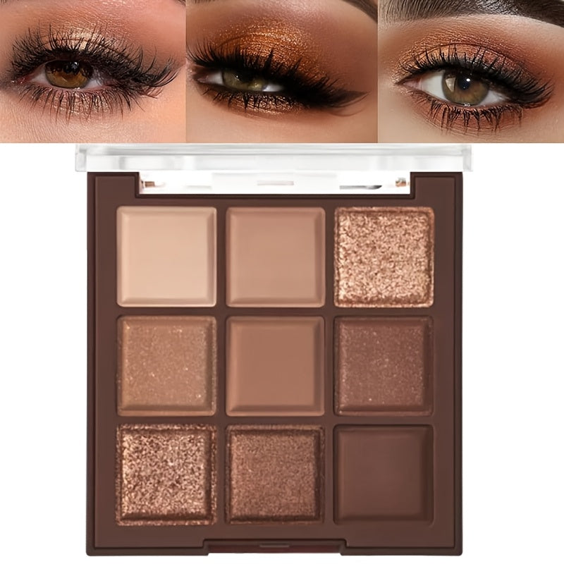 K'APEINE 9-Color Eyeshadow Palette in Rose Golden Brown, with Matte & Shimmer Shades, Long-Lasting and Highly Pigmented for Natural Looks, Mini Size.