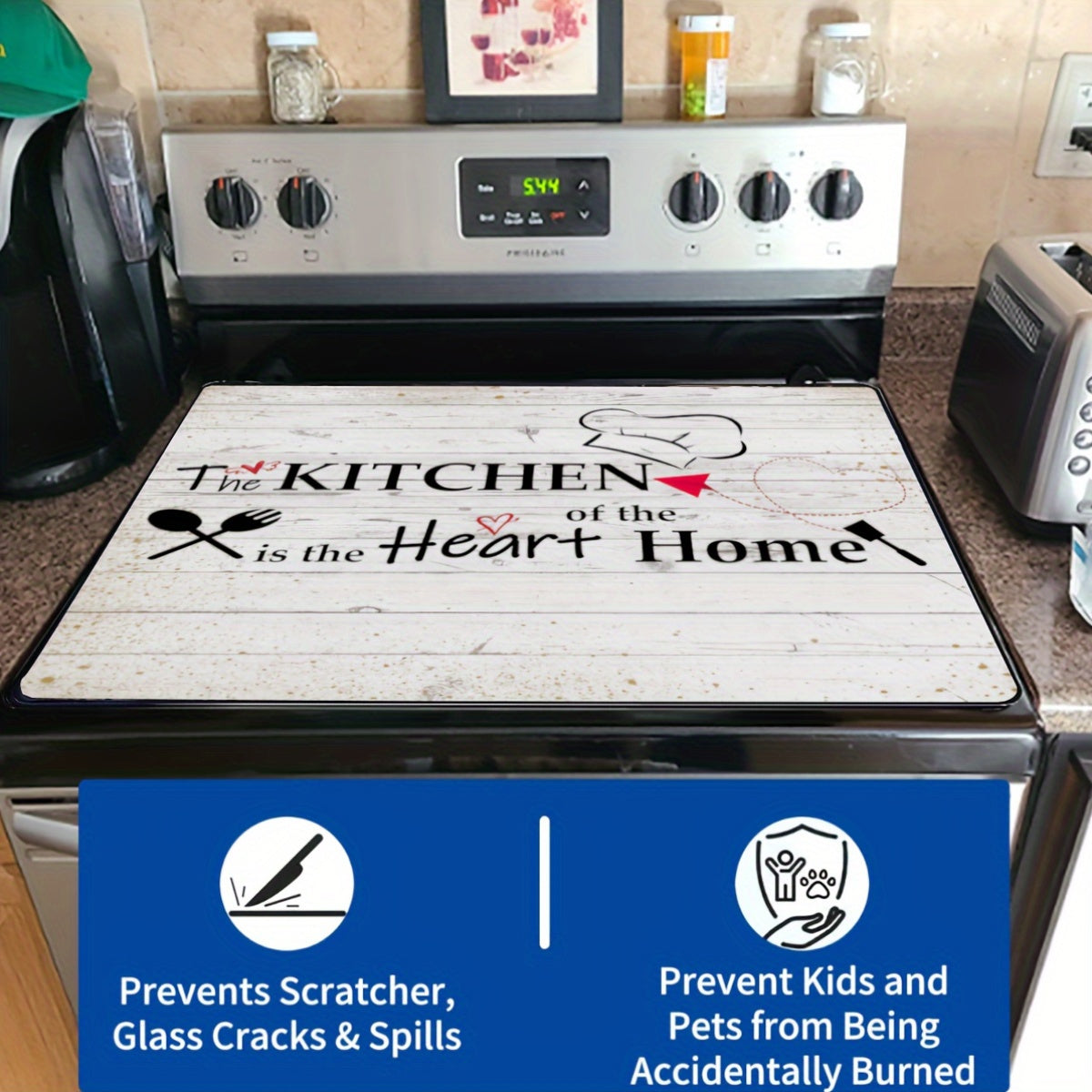 Stove Top Protector Mat - Extra Large Size, Anti-Slip, Heat Resistant, Easy to Clean, Scratch & Spill Prevention - For Electric Glass Cooktops, Oven, Washer, Dryer - Ideal for Commercial & Home Use