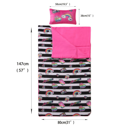 1 set of autumn and winter children's sleeping bag with thick fleece, anti-kicking quilt, and zipper, includes 1 sleeping bag and 1 pillow.