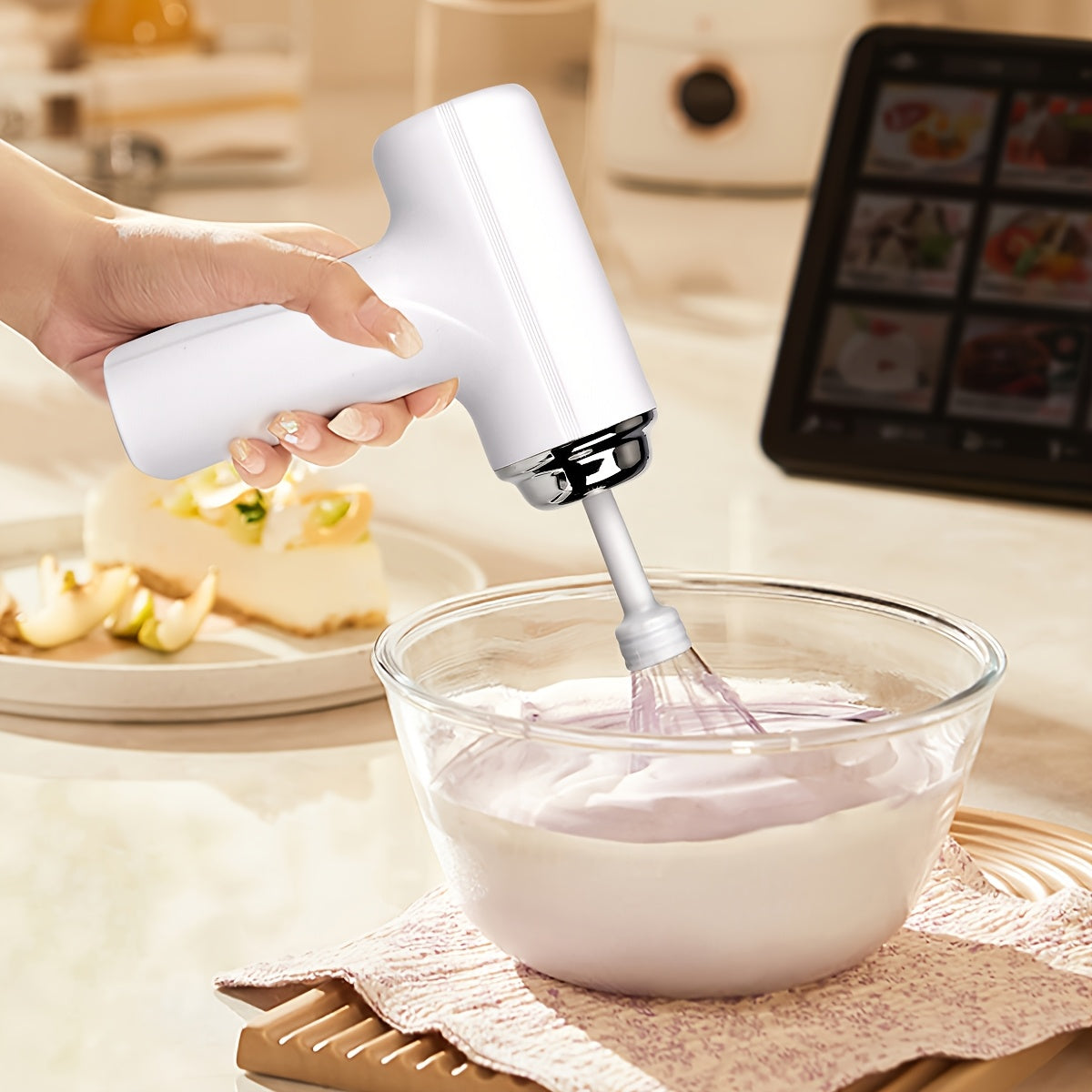 1pc HOTU Handheld Electric Eggbeater & Whisk - USB Rechargeable, Cordless, Lightweight Hand Mixer for Baking - Ideal for Home Bakers & Professionals