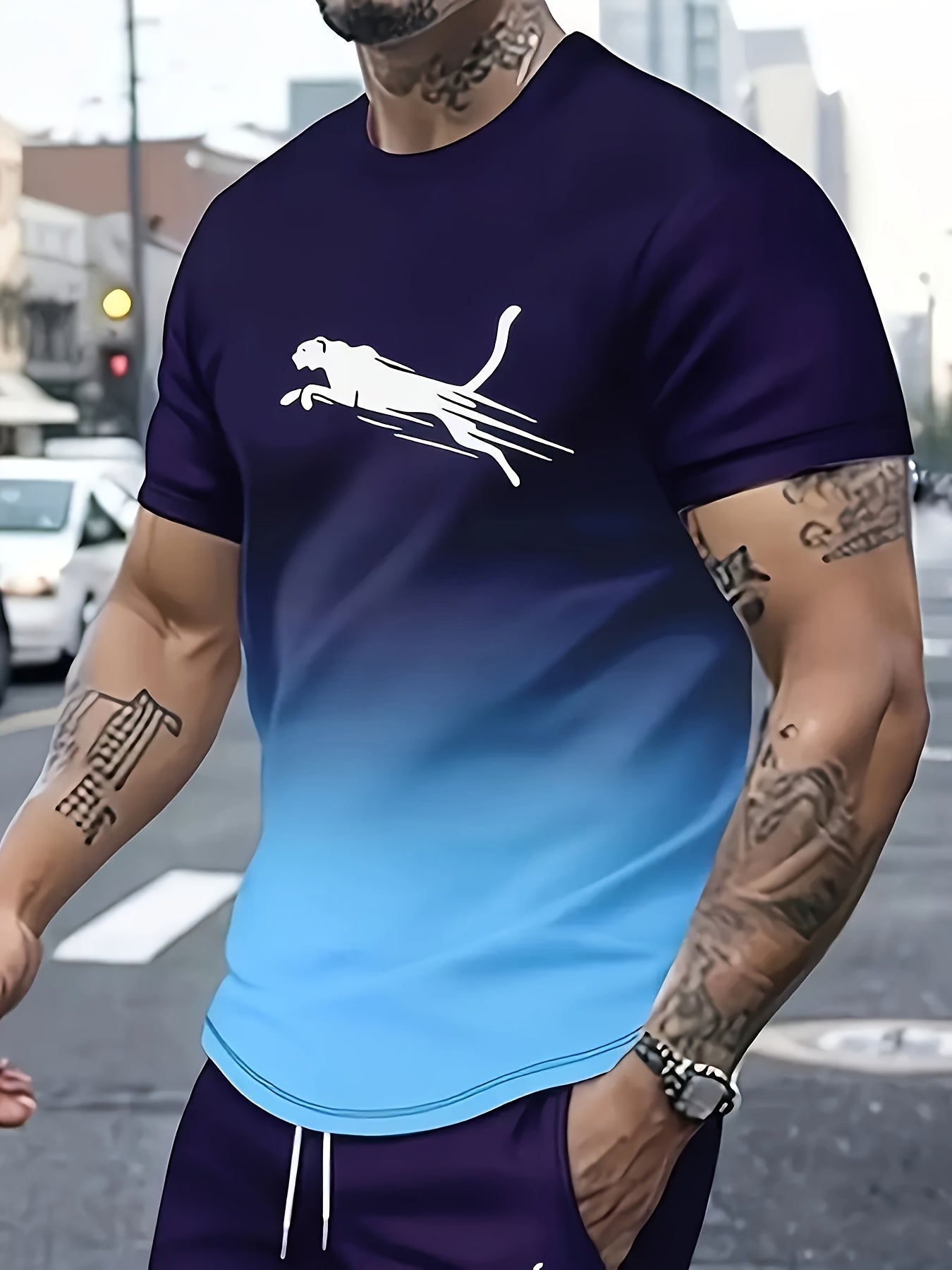 Men's casual sports suit with short sleeves