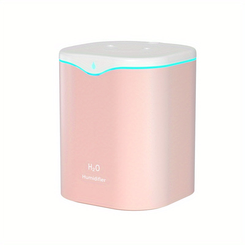 Portable USB humidifier with 2 mist modes, 7-color light, and auto shut-off. Suitable for travel, home, or bedroom use.