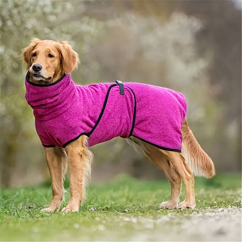 Warm fleece-lined dog hoodie for all breeds, ideal for colder seasons, hand wash only.