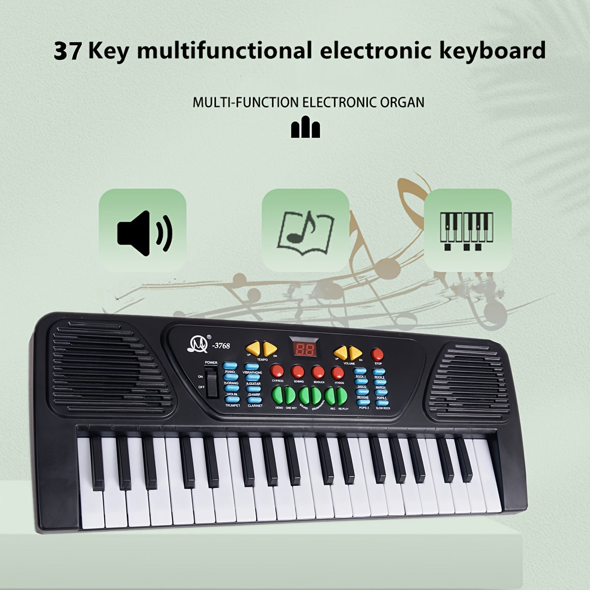 The perfect musical gift for teens - a portable 37 key electronic piano keyboard designed for beginners. Complete with a microphone, this educational music toy is ideal for Halloween, Christmas, birthdays, and beyond.