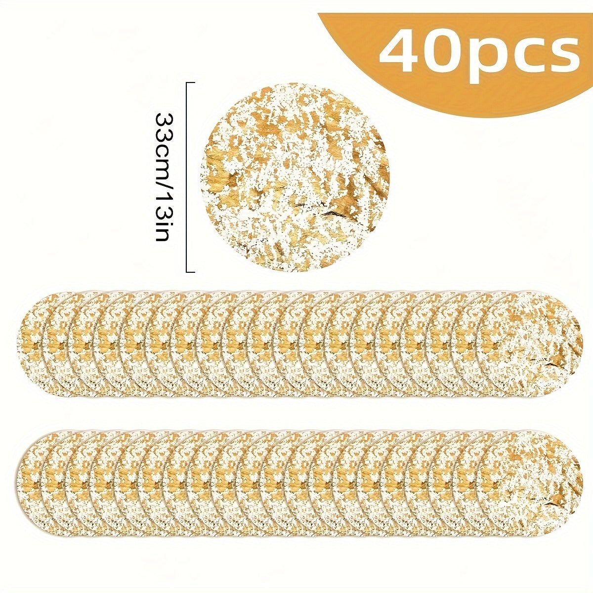 33.02 cm round gold foil mesh placemats for home decor, dining, weddings, birthdays, and parties