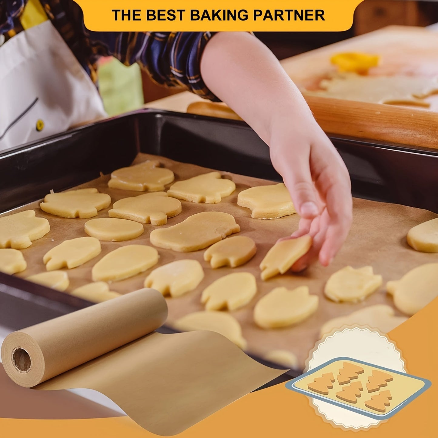 Unbleached Parchment Paper Roll for Baking (30.48cm) - Heavy Duty Silicone Oil Coated Non-Stick Paper for Baking, Cooking, Grilling, Air Fryer, and Steaming. Essential Baking Tool for Your Kitchen - Ideal for Home Kitchen Use.