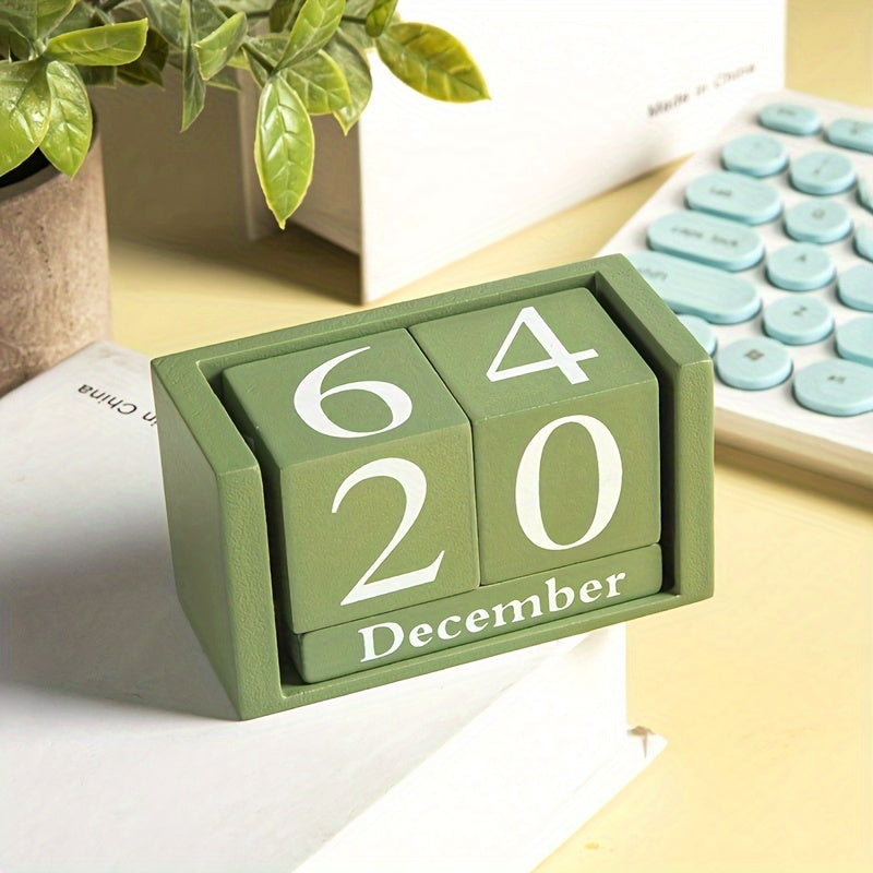 Wooden desktop calendar ornament for home or office decoration, perfect for Christmas, Valentine's Day, or New Year.