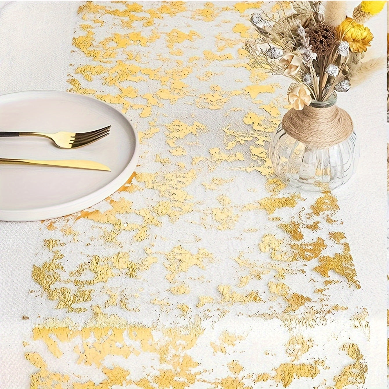 Golden Table Banner Roll, Foil Mesh Table Flag, Party/ Wedding Decorations, Tabletop Accessories