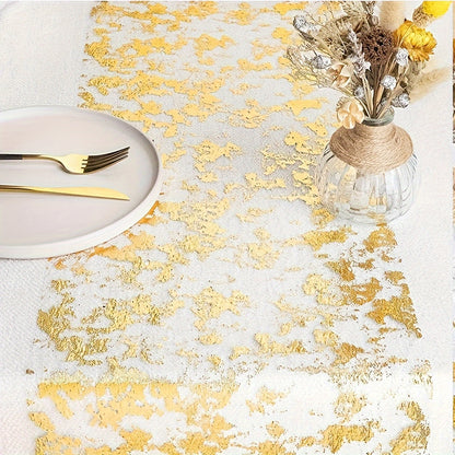 Golden Table Banner Roll, Foil Mesh Table Flag, Party/ Wedding Decorations, Tabletop Accessories