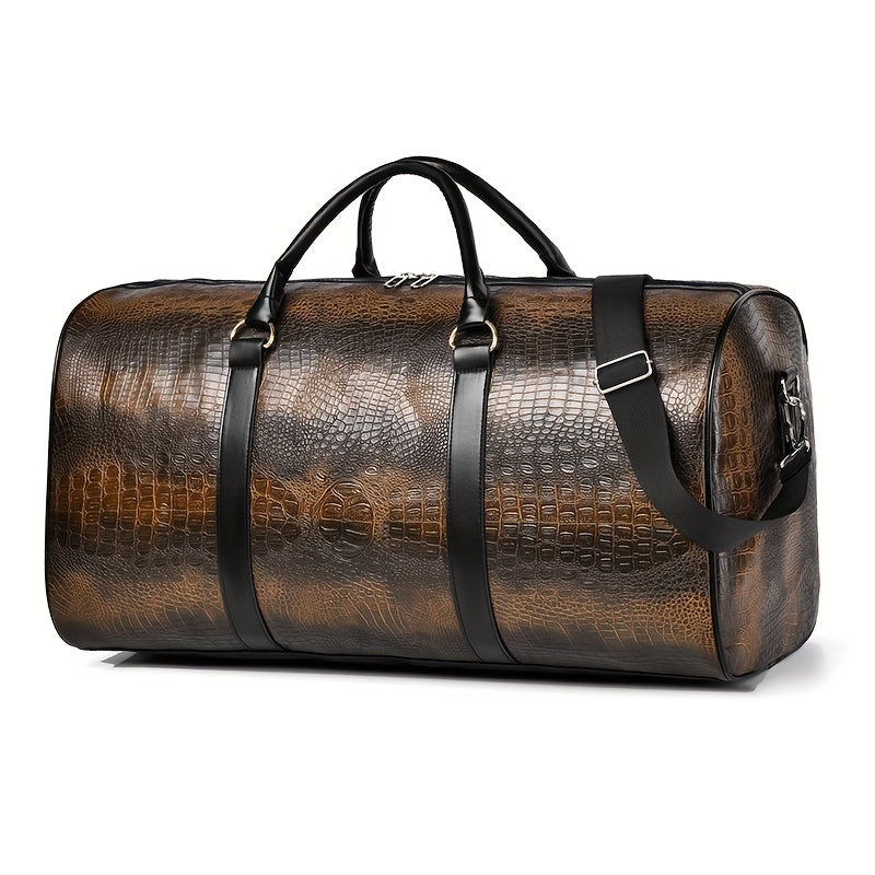 Unisex crocodile patterned travel bag with a large capacity, perfect for retro vacations and gifting.