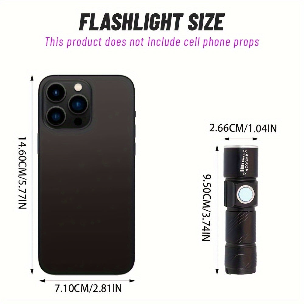 1pc Rechargeable UV flashlight for detecting pet urine stains, curing resin, and hunting scorpions.