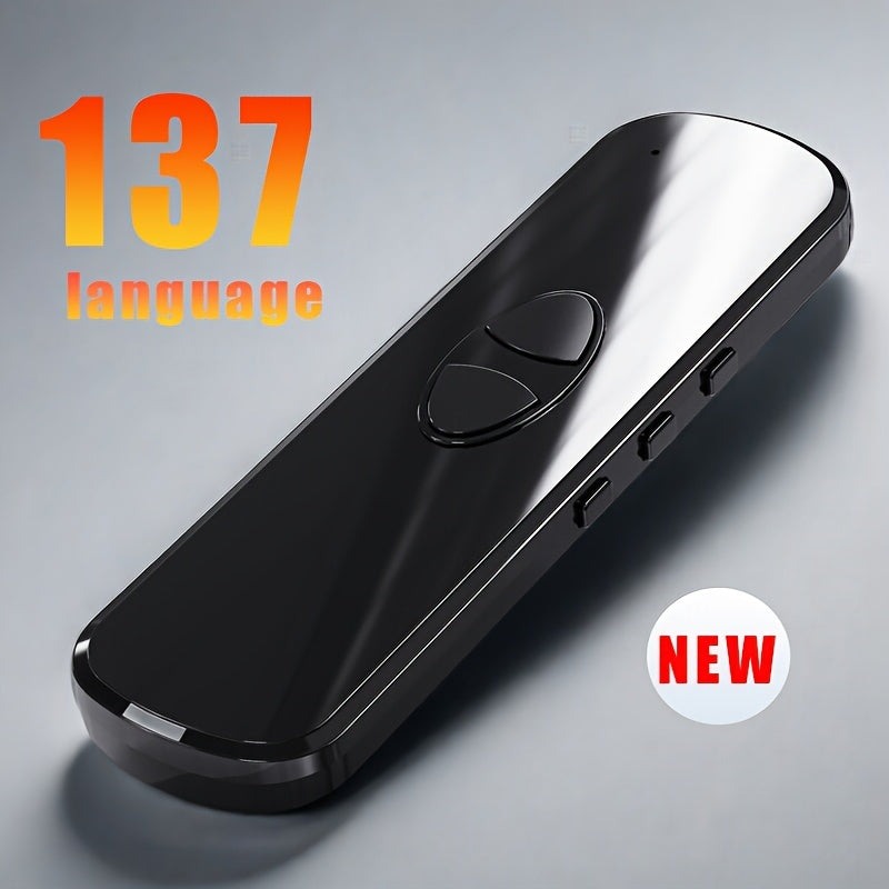 137-language instant translator, portable AI voice translation device with USB-C charging, wireless connection, and 400mAh battery, ideal for travel, business, and language learning.