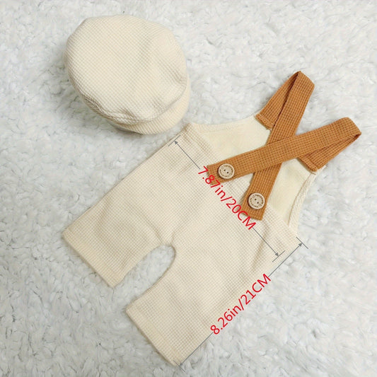 Newborn Photography Props Set: Children's Knitted Hat and Tight Body Suit