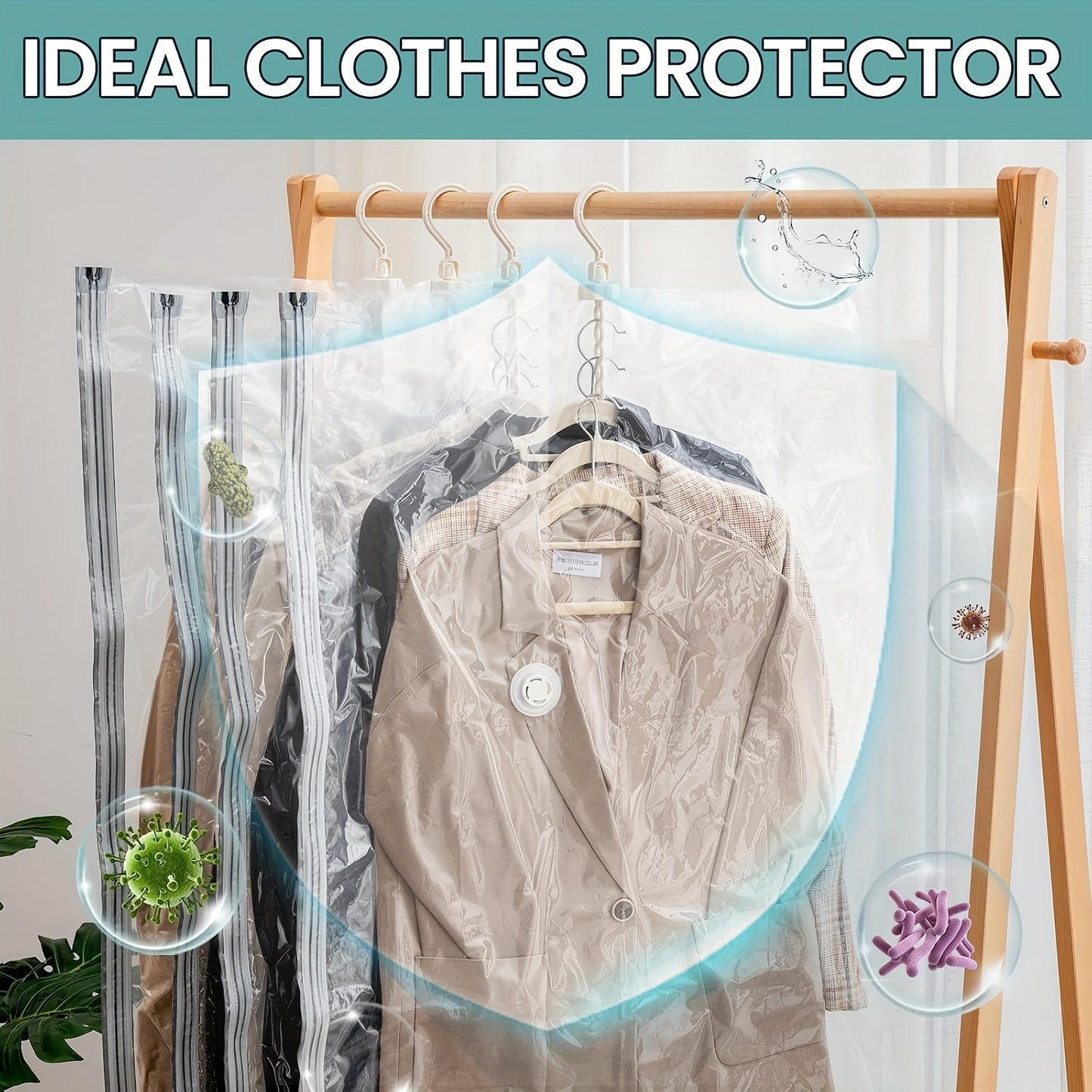 Essential for Moving and Organizing your Wardrobe - Large Capacity Hanging Vacuum Storage Bag for Clothes, Space-Saving Closet Organizer with Zipper Closure - Ideal for Suits, Dresses, and Jackets - Plastic Rectangular Vacuum Seal Bag