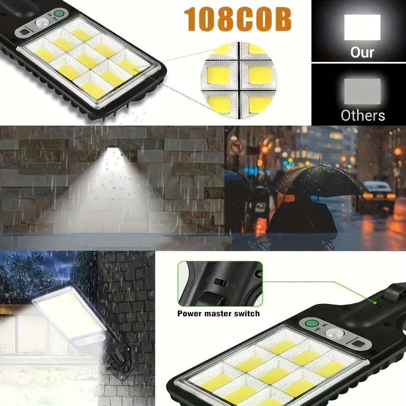 Outdoor solar wall lights with 3 lighting modes, motion sensor, ideal for garden, terrace, yard, fence, and lane lighting. Available in sets of 1, 2, 4, or 6pcs.