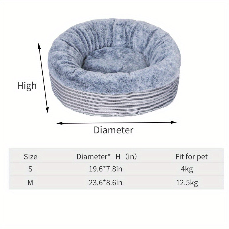 Cozy round cat bed with plush semi-enclosed design