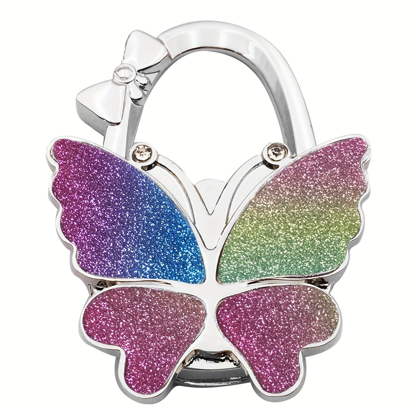 Shiny Butterfly-Shaped Folding Hanging Hook for Handbags - Perfect for Tables, Desks, Home, and Office