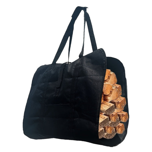 Spacious PET Firewood Storage Bag with Portable Logging Handbag - Versatile Wood Handling Tote for Outdoor Use, Strong and Durable Firewood Carrier