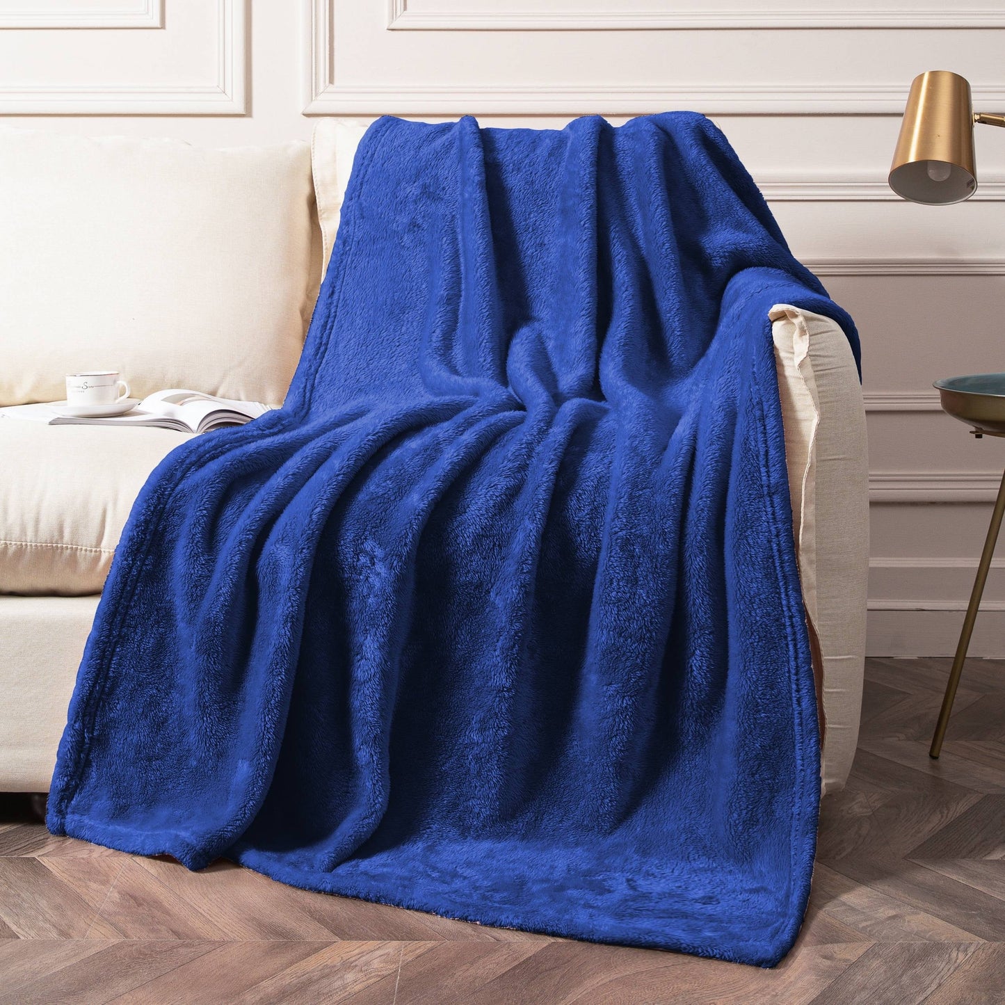 Soft and lightweight plush blanket perfect for couch, sofa, bed, and camping - keep cozy and warm while sleeping and snuggling