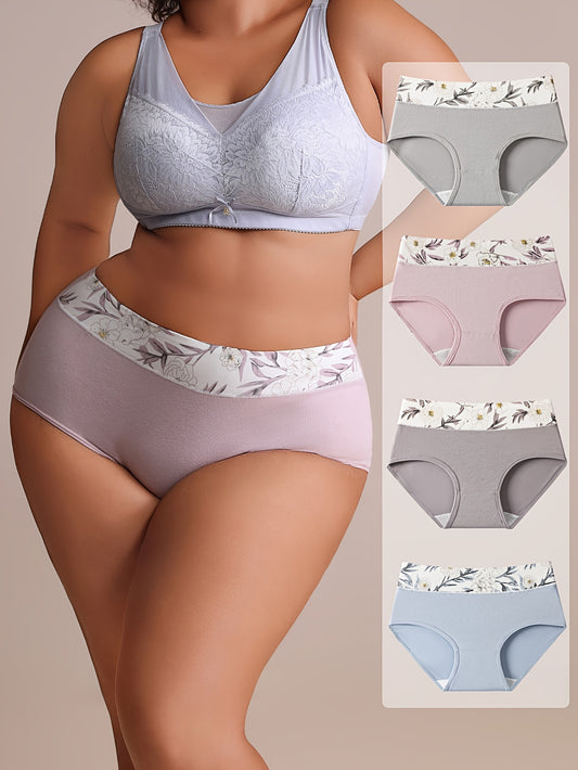 Elegant Floral Print Seamless Briefs for Women made of high stretch knit fabric with 95% elastane.