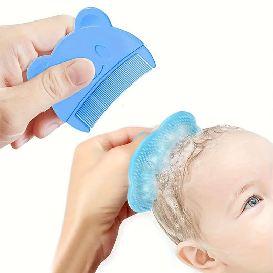 Set of 2 Baby Grooming & Healthcare Tools: Silicone Shampoo Brush and Gentle Comb for Ages 0-3