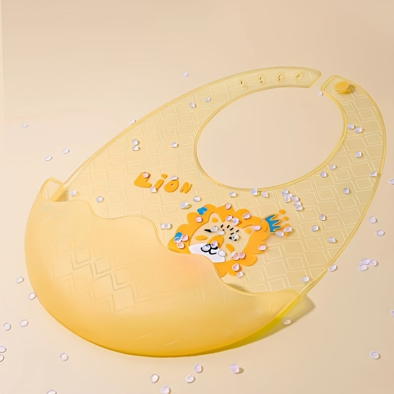 Adorable Silicone Bib: Waterproof, Oil-Proof, and Food-Grade with Cartoon Animal Design. Perfect for Complementary Food on the Go!