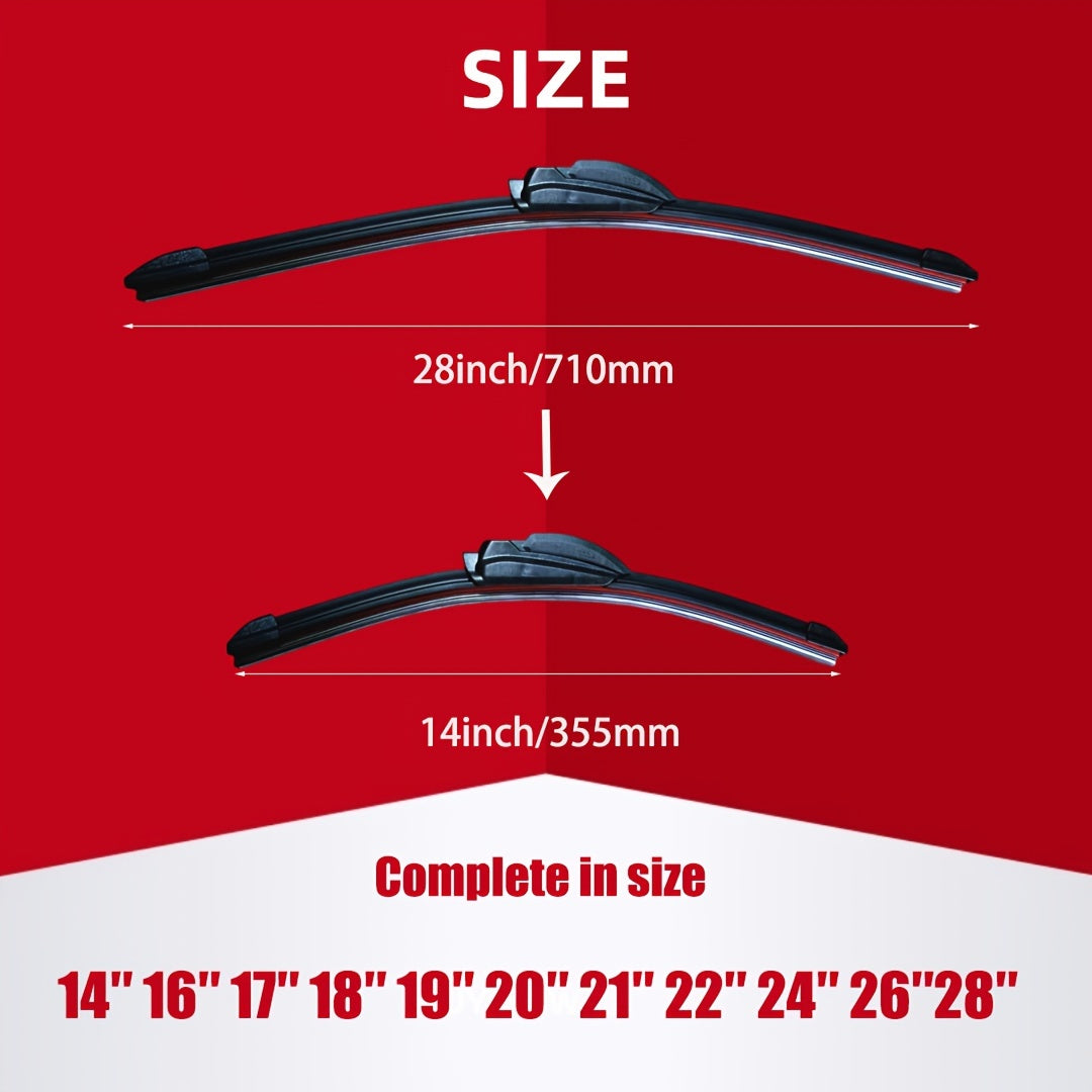 6-layer rubber strip car wiper for J/U hook type blades, 35.56cm-71.12cm, high-definition, silent, durable.