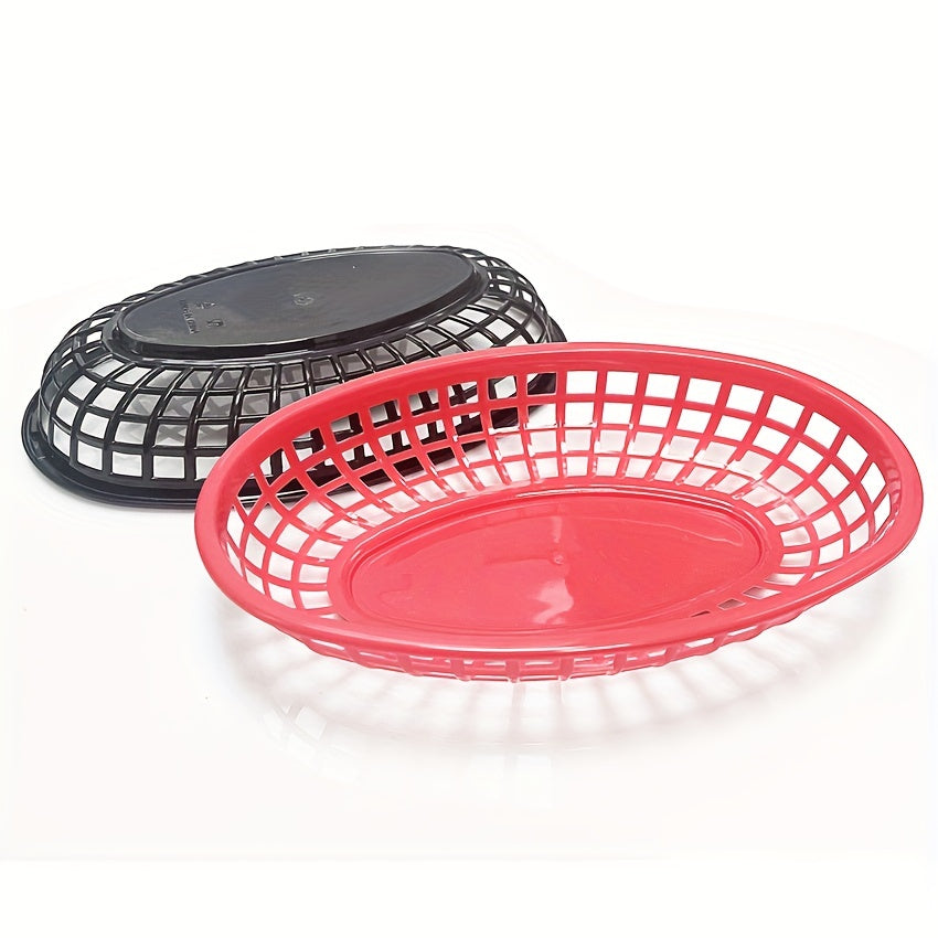 Plastic food serving trays in sets of 12, 24, or 36. Ideal for use in restaurants and kitchens for serving fast food like hamburgers and chips. Serveware accessories.