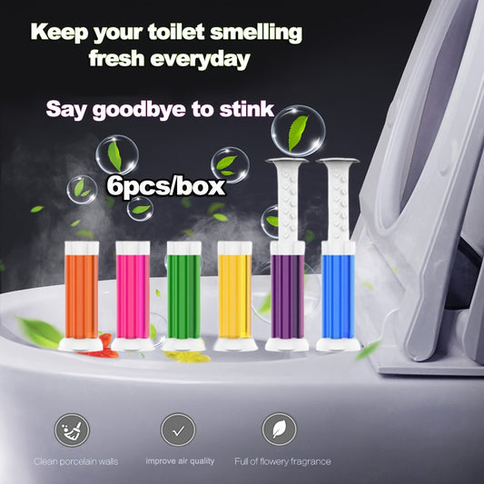 6 pieces of toilet gel stamps in a box, designed to eliminate unpleasant bathroom odors.