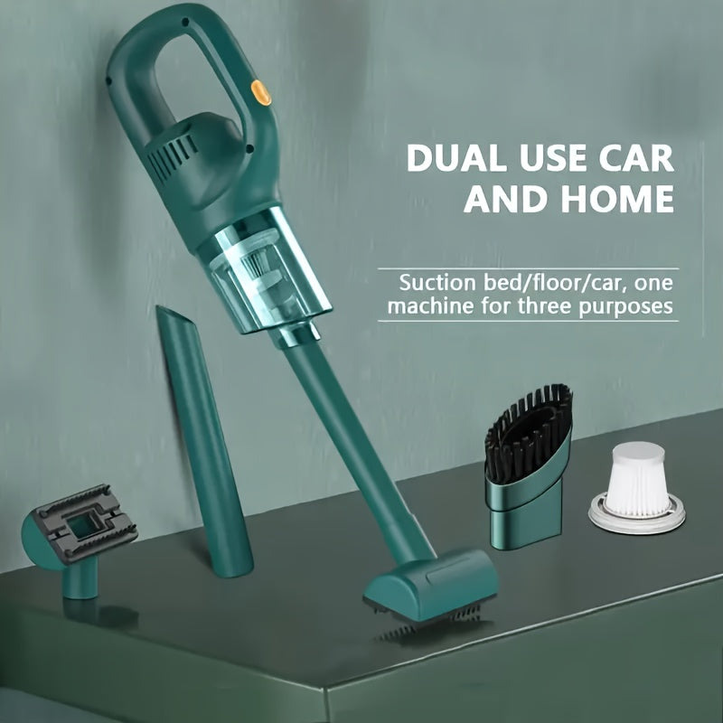 Portable and powerful, the 1pc High-Power Cordless Handheld Vacuum Cleaner offers efficient suction and a USB rechargeable lithium battery. With multi-function attachments for home and car use, it is ideal for cleaning living rooms.