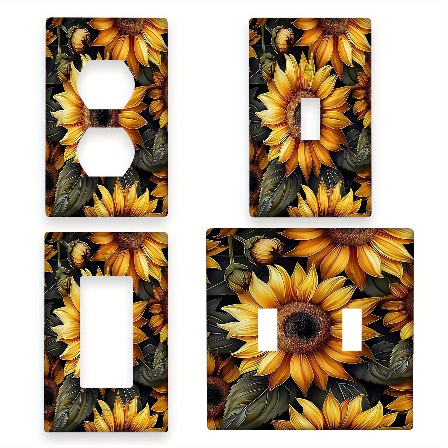 1 pc Unbreakable Polycarbonate Thermoplastic Print Art Plates with Sunflower Design, 1 Gang/2 Gang, Ideal for Switch Cover, Indoor/Outdoor Use in Bedroom or Kitchen.