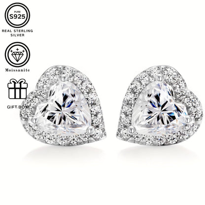 These elegant and luxurious S925 Silver Light Luxury Heart Platinum-Plated 2 Carat Moissanite Pendant Earrings are perfect for daily wear or special occasions. With a total weight of approximately 2.88g/1.58g, these earrings make a beautiful gift for