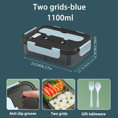 Large Capacity Leak-Proof Lunch Box with Spoon - Double-Layered Design, Ideal for Work or School, Microwave Safe