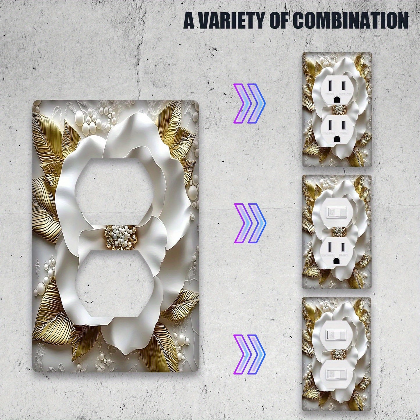 3D flower light switch cap fits teen rooms, bedrooms, bathrooms, and game rooms. Simple installation, no batteries needed.