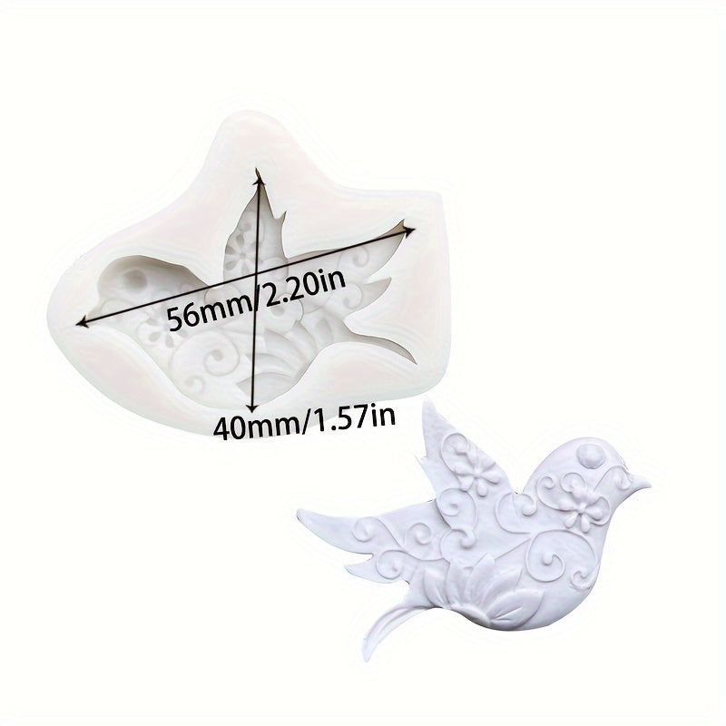 Silicone Cake Mold Shaped Like a Dove - Ideal for Decorating Fondant, Chocolate, and Sugarcraft in the Kitchen or Restaurant Setting. Features Easy Release and Long-lasting Construction