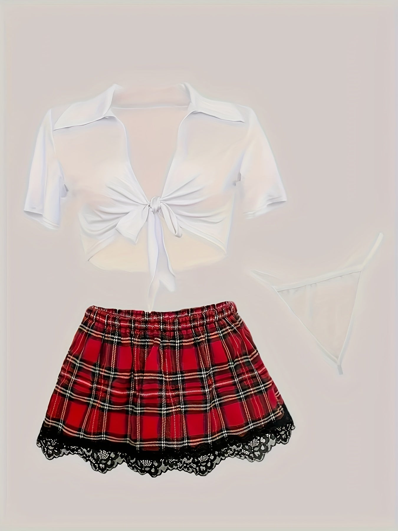 Seductive plaid waist cosplay costume for women