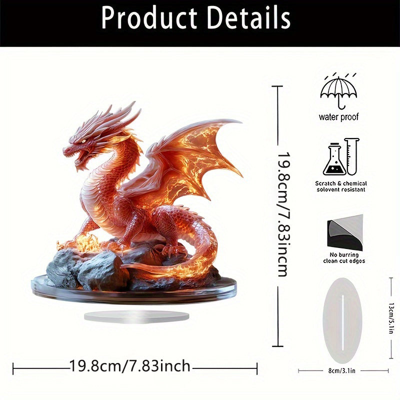 Add a touch of bohemian flair to your space with this unique Acrylic Fire Dragon Desk Decor - Great for Home & Office, Ideal Christmas Present