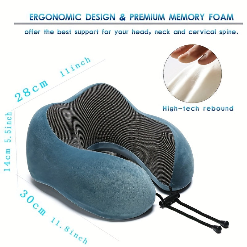 Soft U Shaped Memory Foam Neck Pillow for Travel, Airplane, and Bedding - Cervical Support Pillow