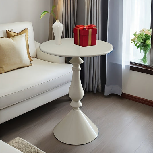 White Minimalist Metal Side Table - Portable and Versatile Design for Living Room, Bedroom, or Balcony - Perfect for Rental Properties and Stylish Home Decor