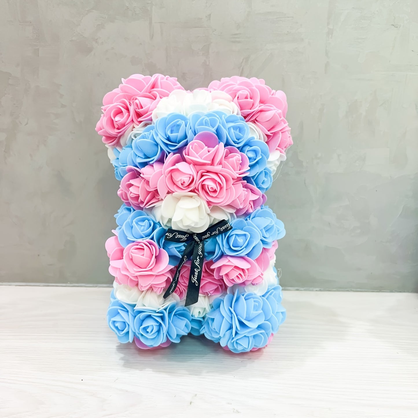 10" Eternal Rose Bear - Lifelike Foam Flower Teddy, Ideal for Valentine's Day, Home Decor & Romantic Occasions, Qixi Festival, 25cm