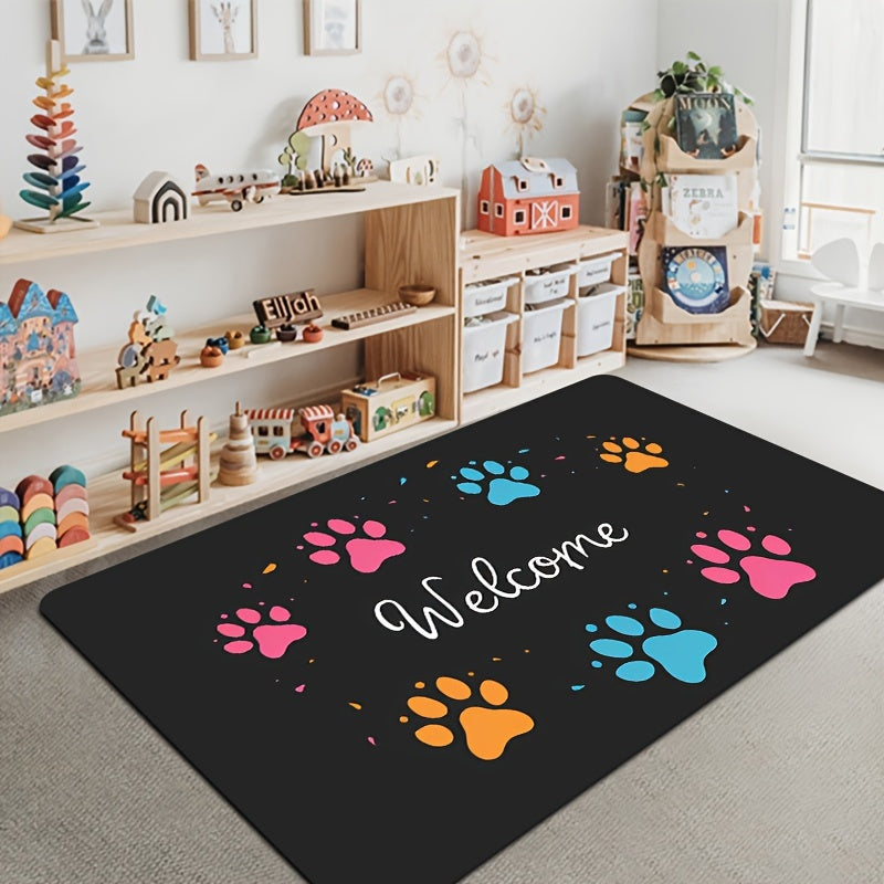 Introducing the Paw Print Gaming Room Rug - 8mm Thick, Easy to Clean, Great for Any Room in the House!