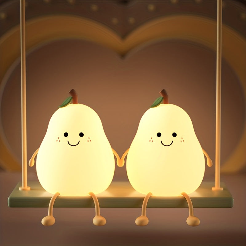 1pc Cute Pear Shaped Silicone Night Light, USB Charging, 7 Color Modes, Perfect for Any Room or as a Gift.