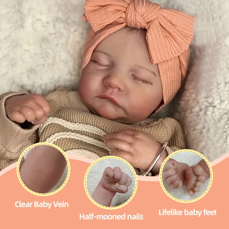 Sweet 43.18cm Reborn Baby Doll with lifelike features, bathable vinyl body - ideal gift for kids.