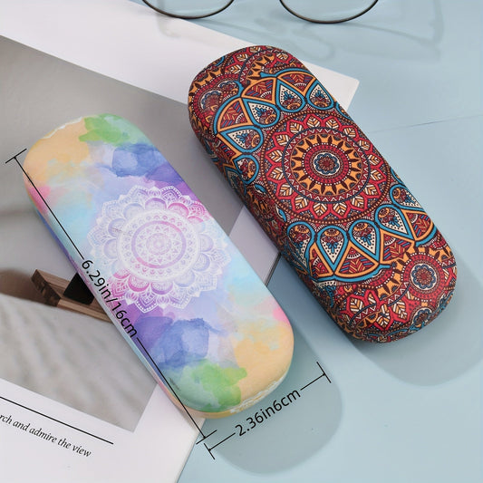 Stylish eyewear storage box with colorful magic array print - durable semi-hard case for fashion glasses protection. The perfect small gift for stylish individuals, this eyeglasses box is a fashionable and practical way to protect your favorite pair of