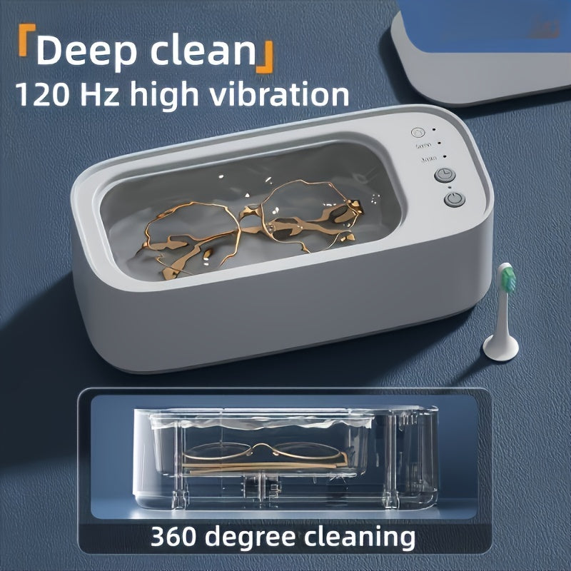 Convenient Portable Cleaner with USB Rechargeable Battery - Powerful Vibration for Cleaning Jewelry, Glasses & Watches at Home