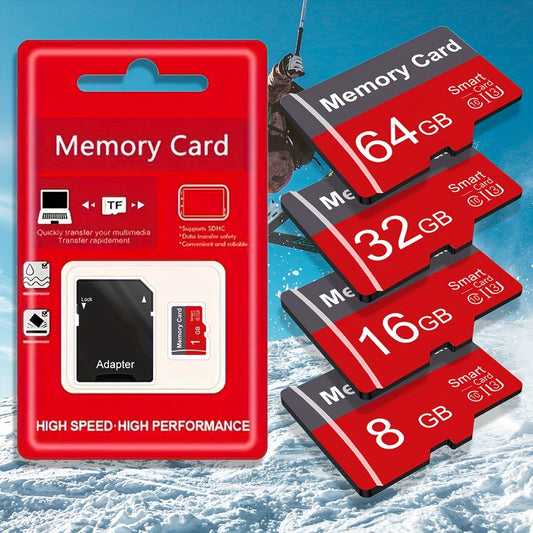 Memory Cards in various sizes with adapter for storing files securely on multiple devices.